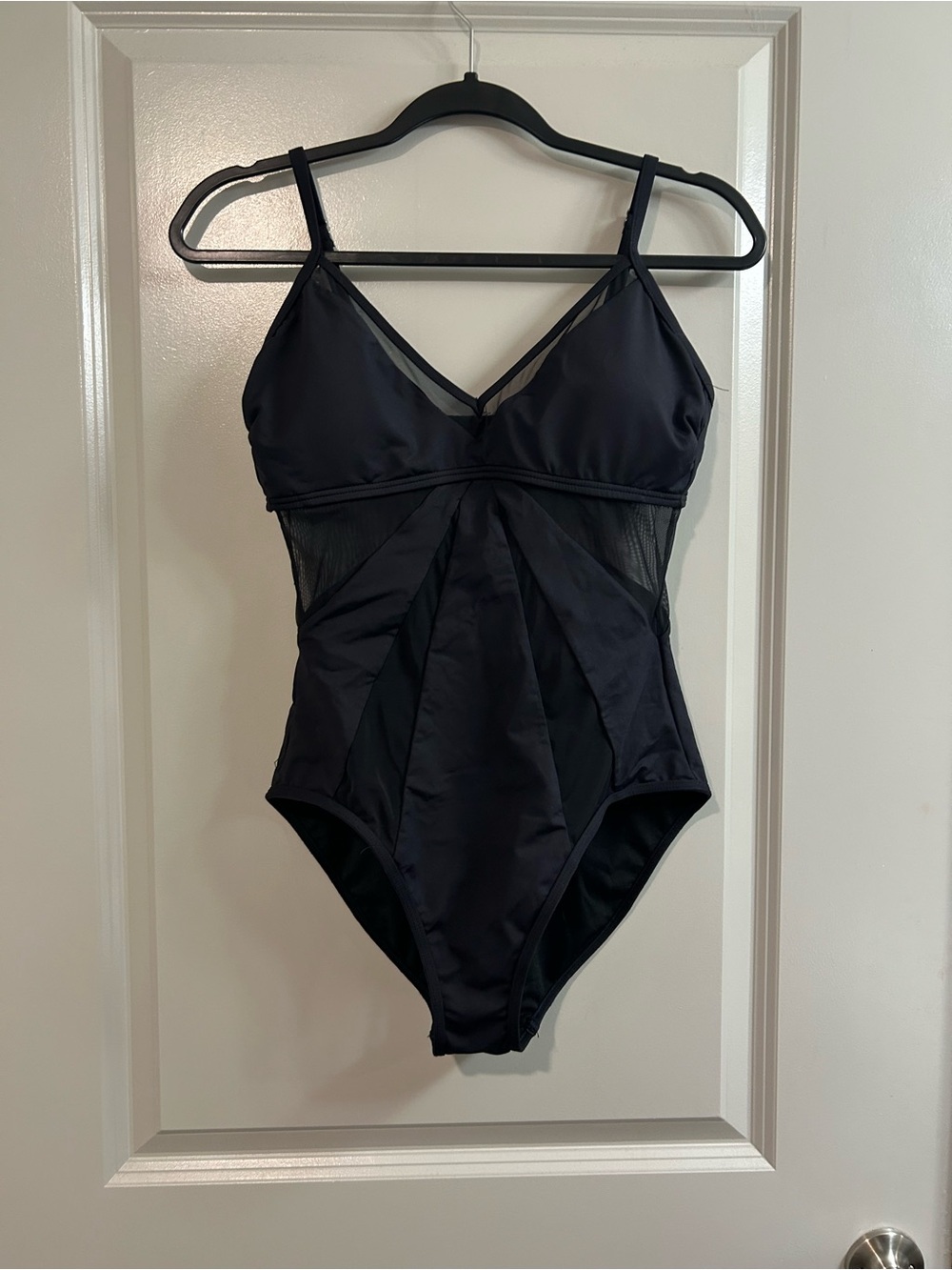 Kenneth Cole Black One-Shoulder Swimwear with Mesh Accent